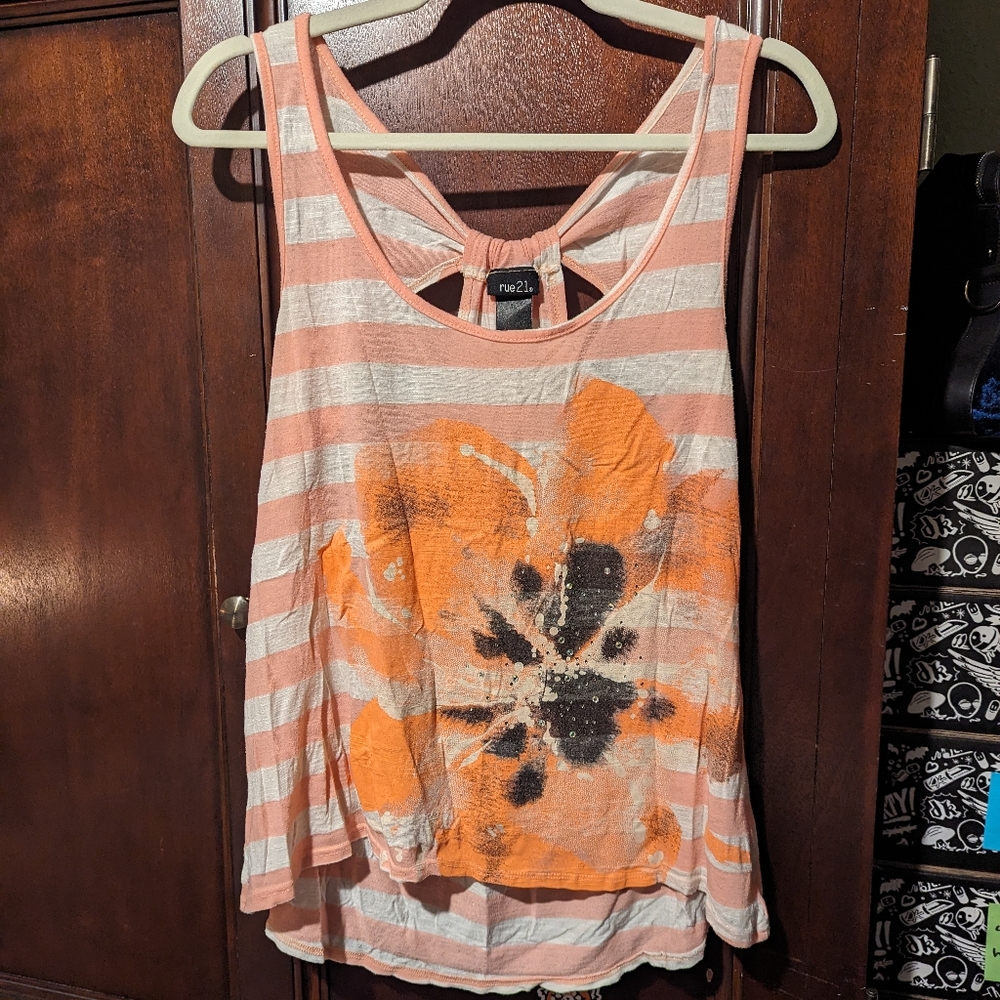 🎉BOGO FREE🎉 Rue21 Floral Striped Tank Top